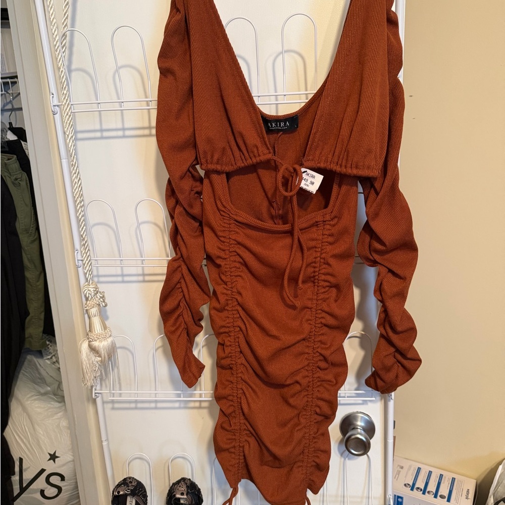 AKIRA Terracotta Ruched Top